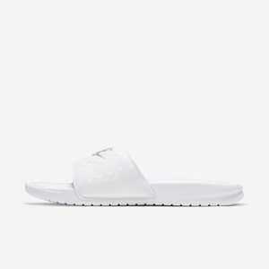 Claquette Nike Benassi JDI Blanche 0215-386 White/Metallic Silver Femme | VLP-33926987